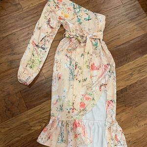 One shoulder floral dress